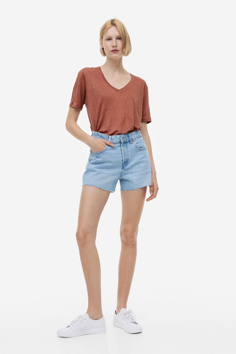 V-neck linen T-shirt - Imagen 2